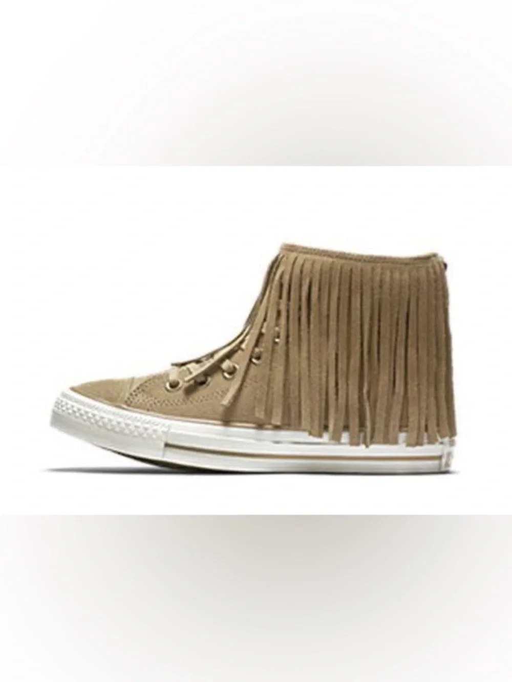 Rare Chuck Taylor All Star Egret Fringe High Top Sneakers Converse Moccasins